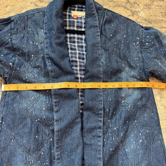 Anthropologie Pilcro Quilted Denim Kimono Jacket Oversized Pockets Boho XS - Picture 9 of 9